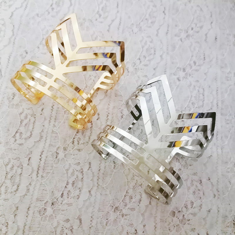 New Bracelet Metal Bracelet Exaggerated Mirror Wide Bracelet Punk Style Bracelet Smooth Plain Circle European and American Trendy Bracelet