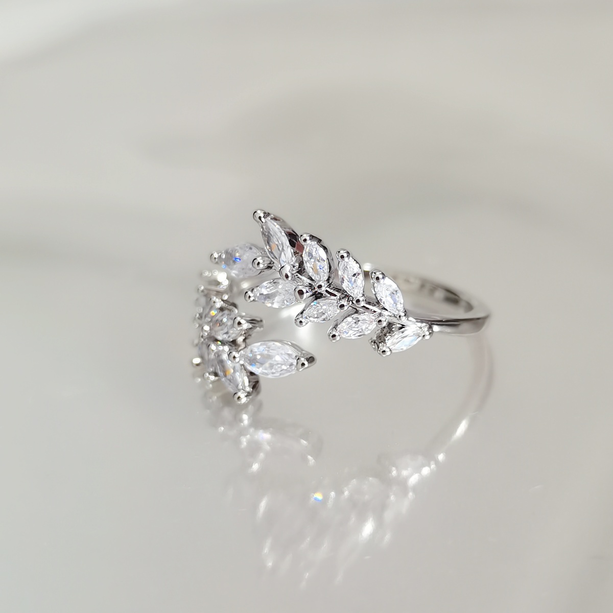 Ring copper material fashion wheat ear open ring female niche ins style engagement wedding ring finger ring
