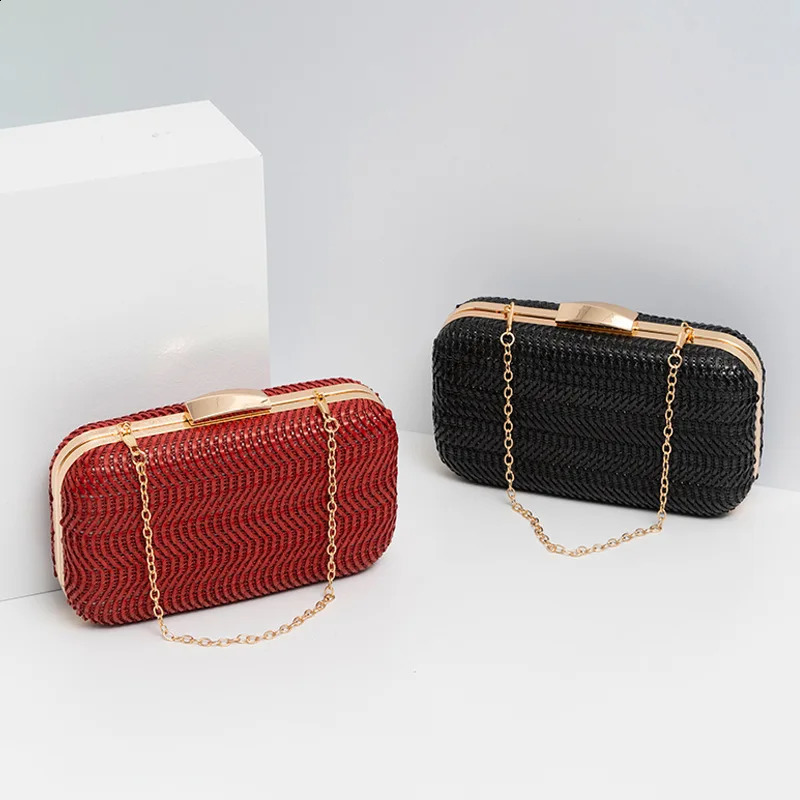 Casual Straw Womens Bag Yellow Clutch Woven Handbags Top Quality Bags Party Womens Shoulder Bags Purses Fashion Pouch 240815