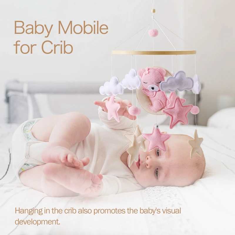 Baby Bell Toy 0-12 Months Baby Bell Stand Wooden Mobile Baby Bell Stand Baby Cradle Toy W240815