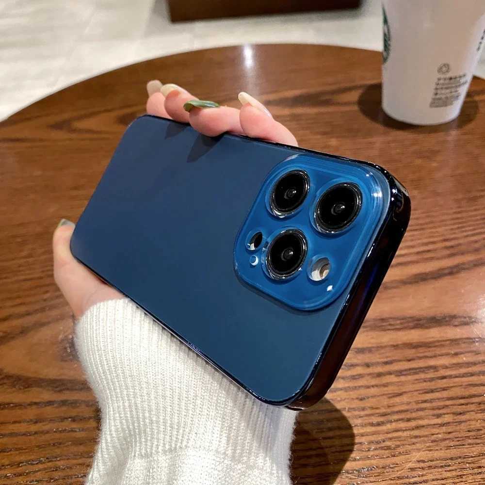 Fashion AG Slim Matte Case for iPhone 11 12 13 14 15 Pro Max iPhone 15 Pro 14ProMax Glass Camera Protection Plating Bumper CoverM240816