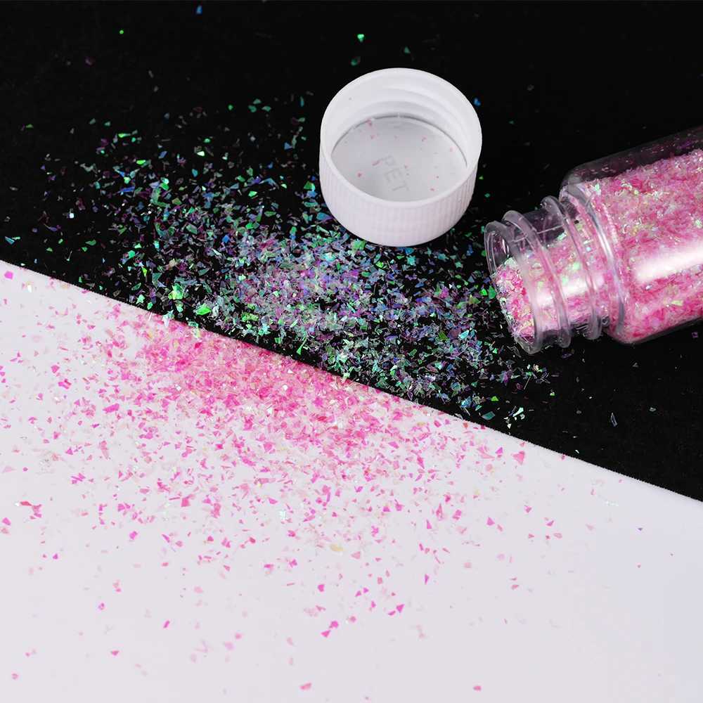 20ml/Box Shiny Mermaid Opal Powder Chunky Nail Glitter Iridescent Blue Pink Chameleon Pigment Yuki Flakes Manicure Paillettes #*XJ240815