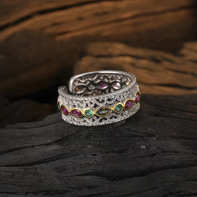 Designer ring vintage court style lace zirconium open ring niche design high sense of simplicity ring engagement wedding ring