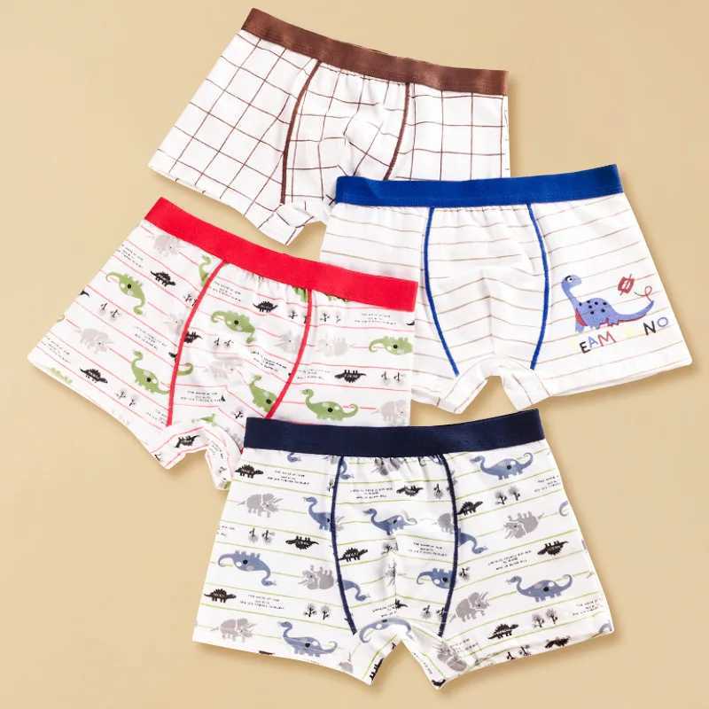 4 pieces of childrens flat corner underwear boys underwear cartoon underwear for students aged 2-14 pure cotton childrens underwear450W240815