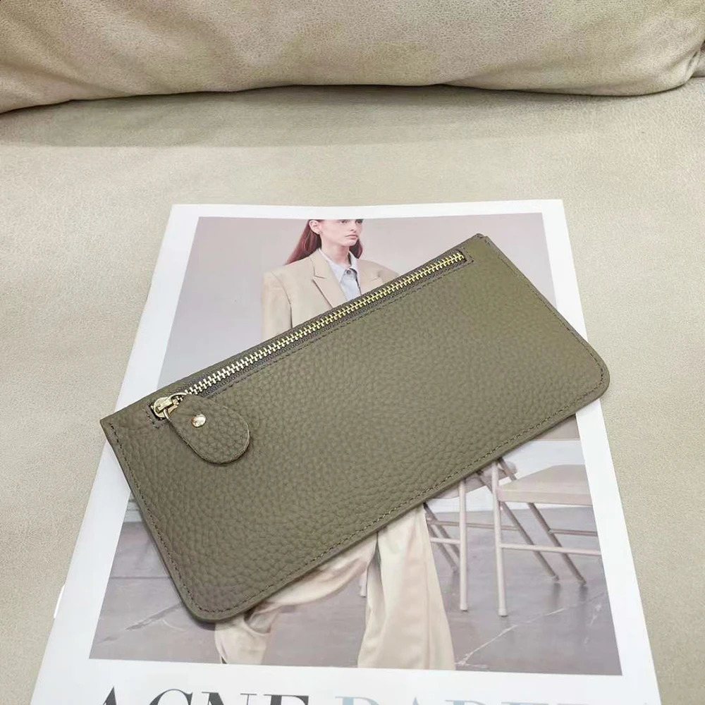 100 Genuine Leather Women Long Wallet Solid Money Slim Clutch Bag For Ladies Fashion Cowhide ID Credit Card Holder Purse250906