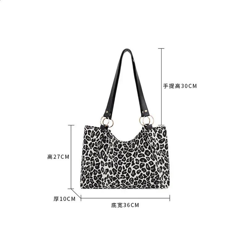 Fashion Tote Bags Shopping and Travel Canvas Women Handbags Large Capacity Leopard Shoulder 240815ZYl