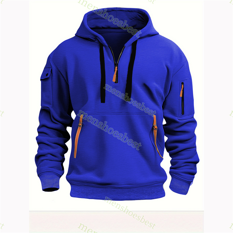 Mens Half Zip Hoodie Polo Sweater Fleece Shirts High Neck Warm Pullover Slim Knit Knitting Hoody Hooded Sweatshirt Jumpers Asian Size S-5XL