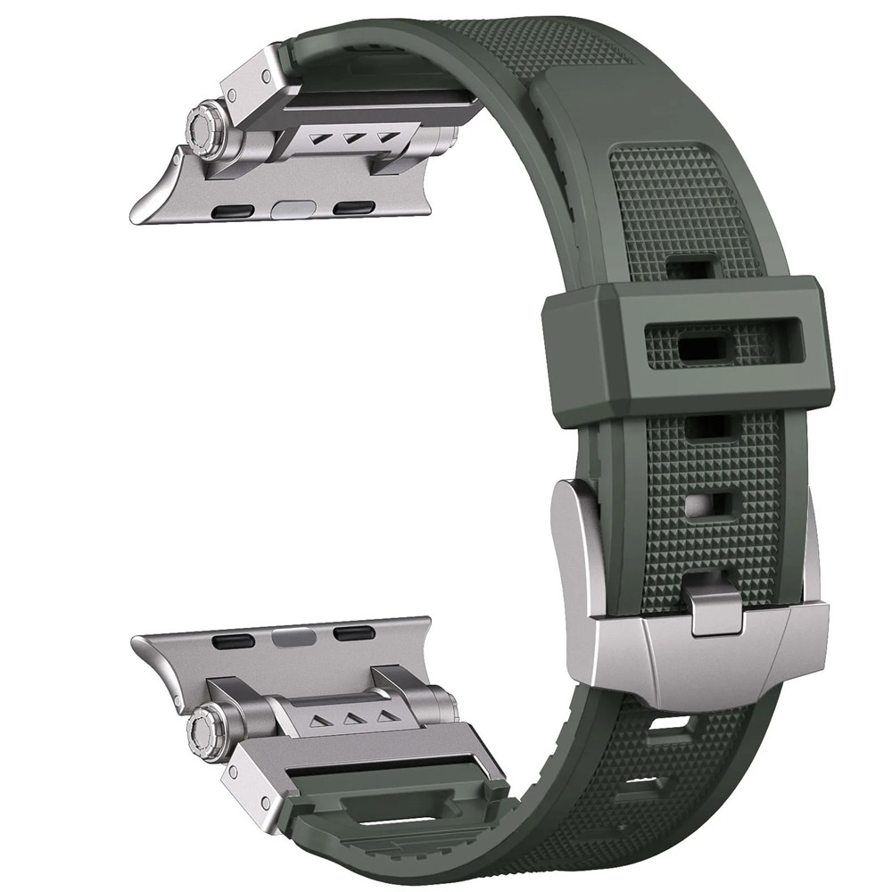 Soft Silicone Metal Band Apple Watch Series 9 8 7 6 5 4 3 se Men Strap for Iwatch Ultra 2 Rubber Bracelet 49mm 45mm 44 42mm free shipping