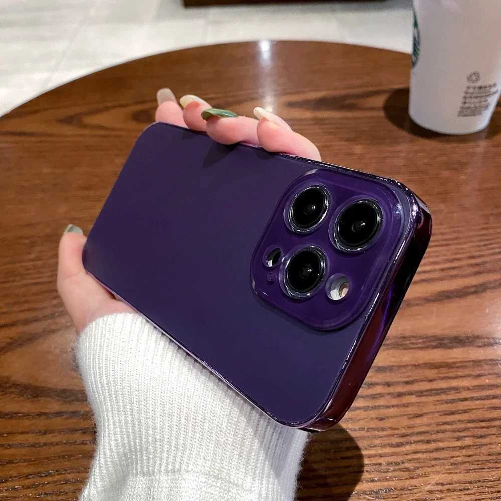 Fashion AG Slim Matte Case for iPhone 11 12 13 14 15 Pro Max iPhone 15 Pro 14ProMax Glass Camera Protection Plating Bumper CoverM240816