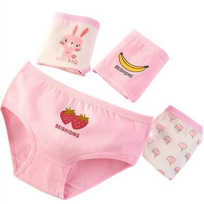 Girls underwear fine cotton underwear cute design printed underwear childrens breathable soft and healthy underwear girls boxing underwear 4 pieces/ba