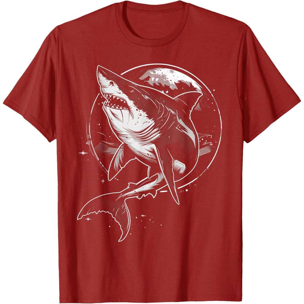 2025S Fashion Designer T Shirt For Mens Shark Moon Gifts Funny Graphic Tees T Shirt Shirts Tshirt Casual Tops Clothes Short Sleeve