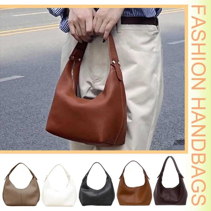 Hobo Women Vintage Underarm Bag PU Leather Soft Bags Solid Color Casual Armpit Handbag Girls Outdoor Daily a36f