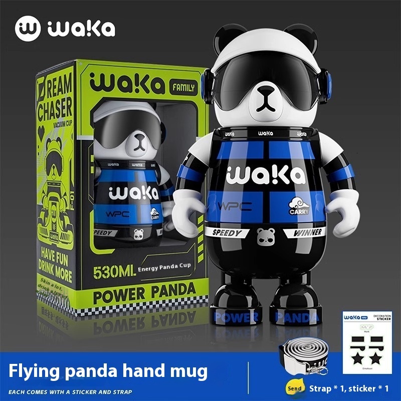 Stylish Unisex Waka Panda Drinkware Leakproof Insulated Water Bottles for Kids Featuring Easy Grip Handle