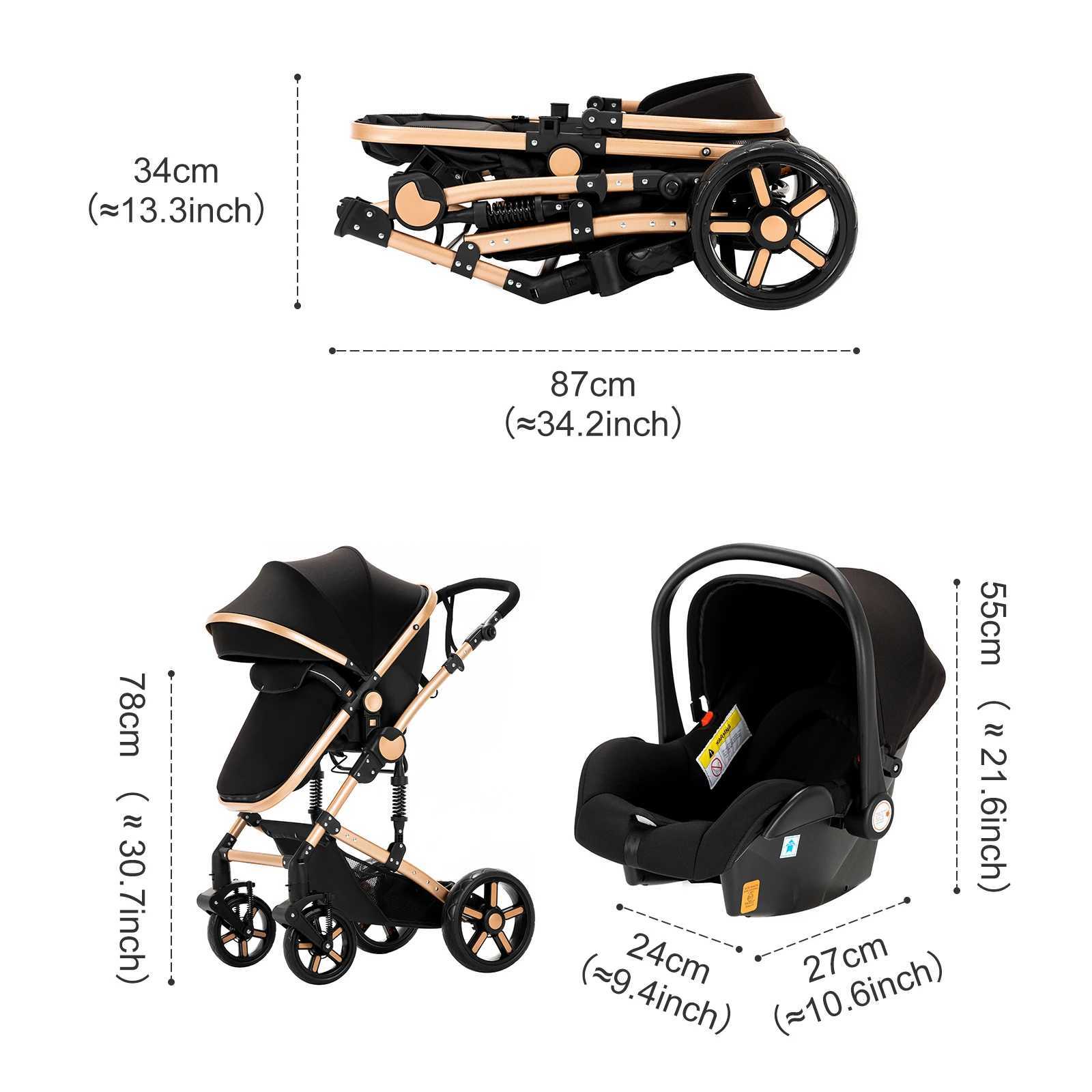 Compact Baby Stroller 4 in 1 with ISOFIX Baby Travel System Multifunctional Baby Pram for Toddlers Buggy Travel Pram Baby ItemsXJ250623