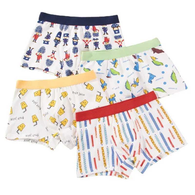 4 pieces of childrens flat corner underwear boys underwear cartoon underwear for students aged 2-14 pure cotton childrens underwear450W240815