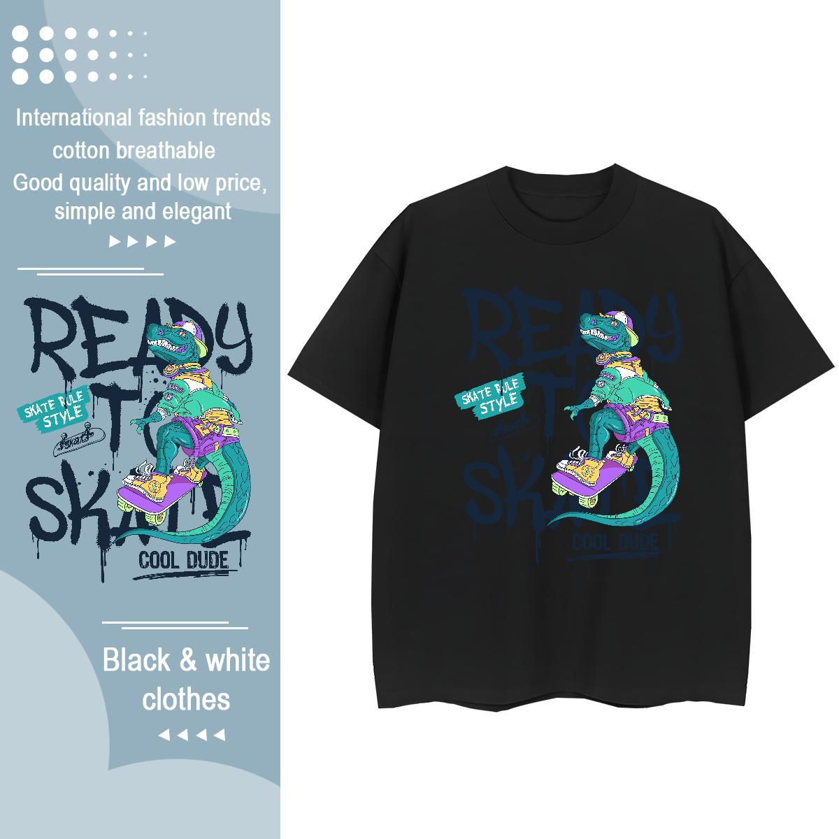 Casual New Women T Shirts Breathable 230g 100% Cotton Women Tees Custom Printing dinosaur Home Outdoor Brand Top Shirts