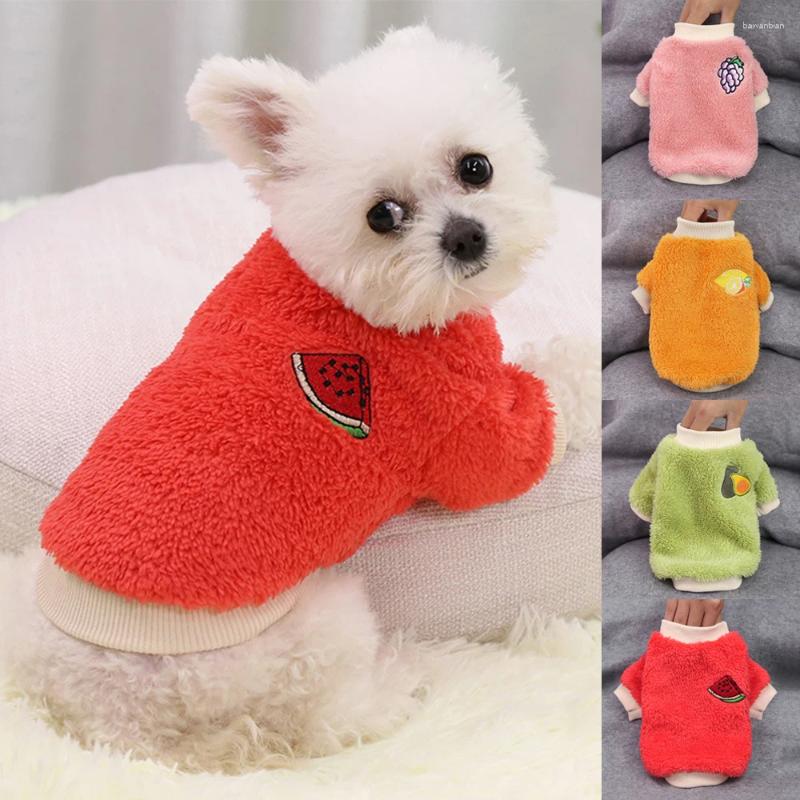 Dog Apparel Pet Vest Fruit Pattern Thicken Warm Cat Soft Fluffy Pullover Shirt Fleece Jumper Coat Plush Autumn Clothes