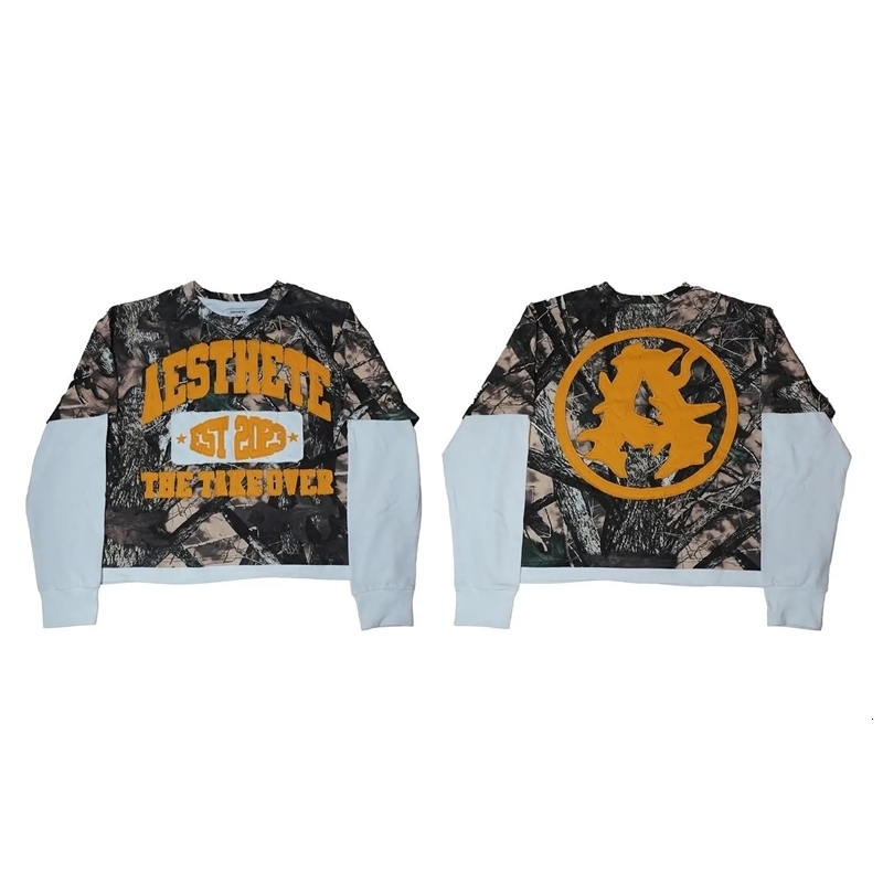 Y2K Hip Hop Fans MMS Full Print Loose Tshirt Long Sleeve Mens Camo Street Clothing Fashion Top 240815