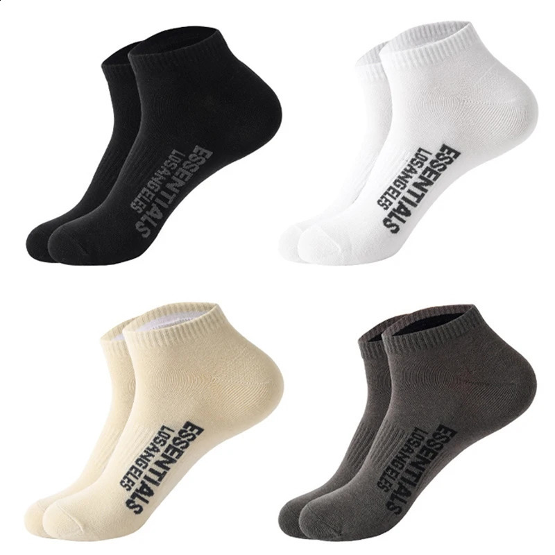 4 Pairs Men's Cotton Skateboarding Socks, Breathable Low Cut Hip Hop Style Casual Sports Socks Gift