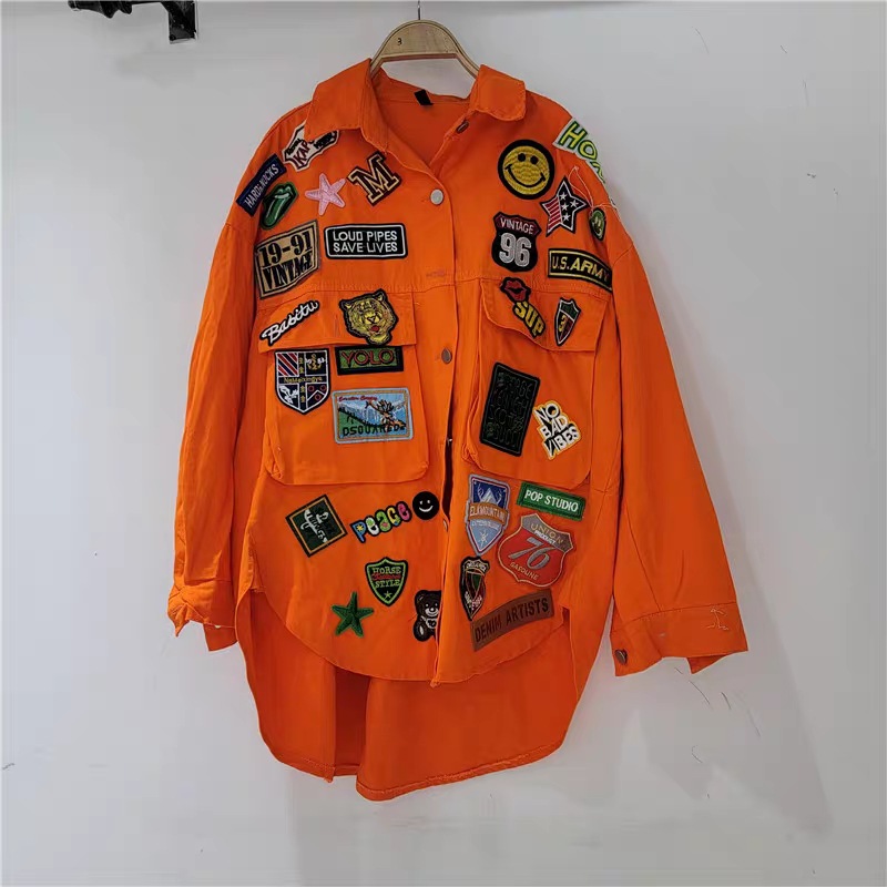 Women's Jackets Hip Hop Streetwear All-matching Fashion Beaded Diamonds Denim Jacket Women's Autumn Loose Three Dimensional Decoration Coat