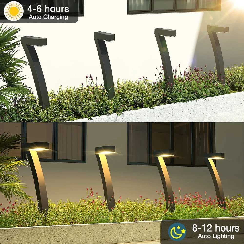 4pcs Led Solar Garden Lights Outdoor Waterproof Auto On/Off LED Lamp Solar Powered Driveway Lights For Pathway Backyard Lawn Y240816