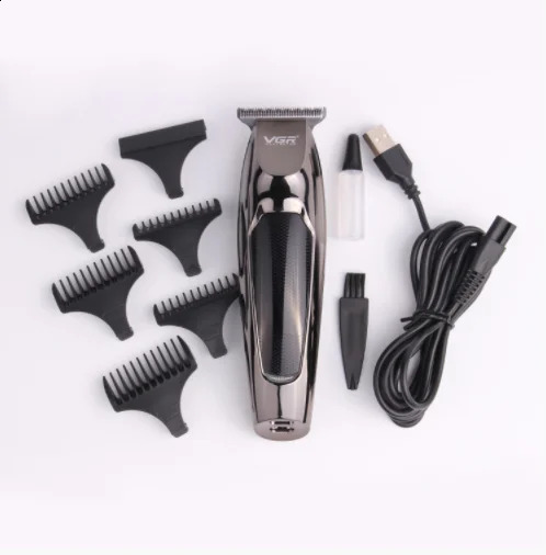 VGR Hair Trimmers Clipper for Men Barber LCD Display Stainless Steel Blade 120 Minutes of Use Time Cutting Machine 240813