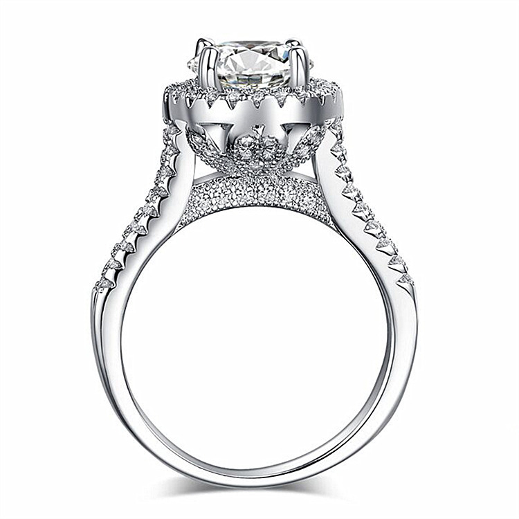 Sterg Sier Round Cut White Moissanite Eternity Wedding Ring for Women