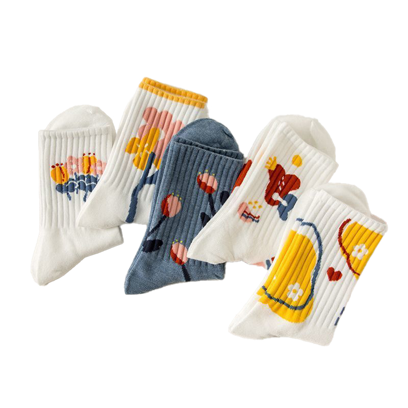 Socks for children midsole, autumn and winter styles college style versatile graffiti high looks duty department students, white sports socks trendy w