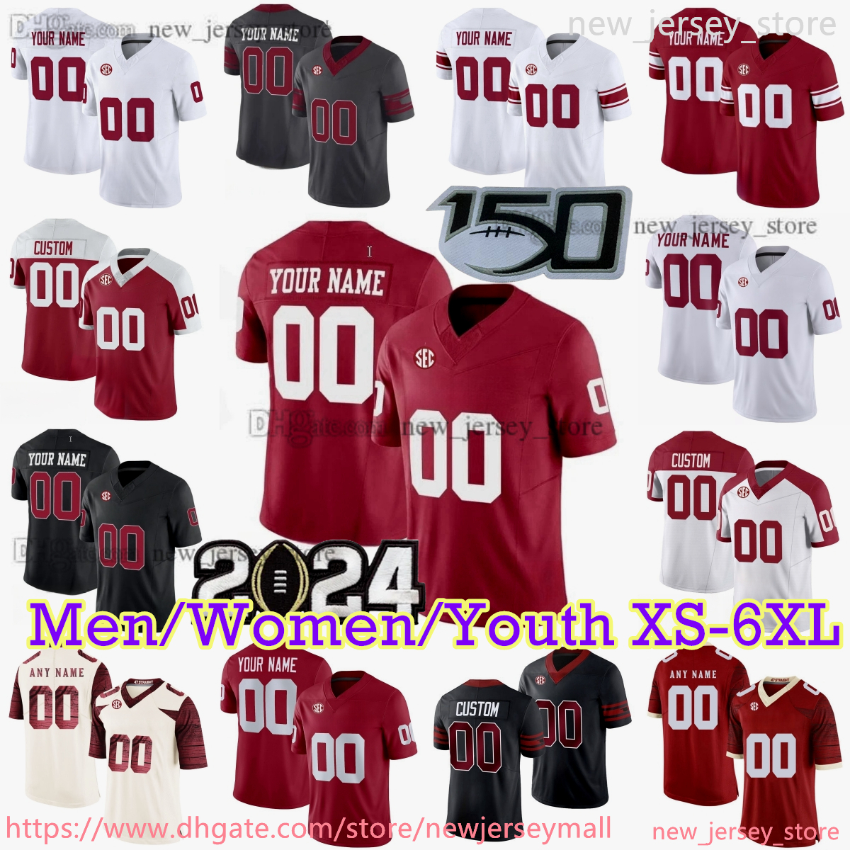 2024 Custom S-6XL NCAA College Football Jerseys 56 Gracen Halton 28 Danny Stutsman Billy Bowman Jr. Ethan Downs Jovantae Barnes Jalil Farooq Powers lll Stitched jersey