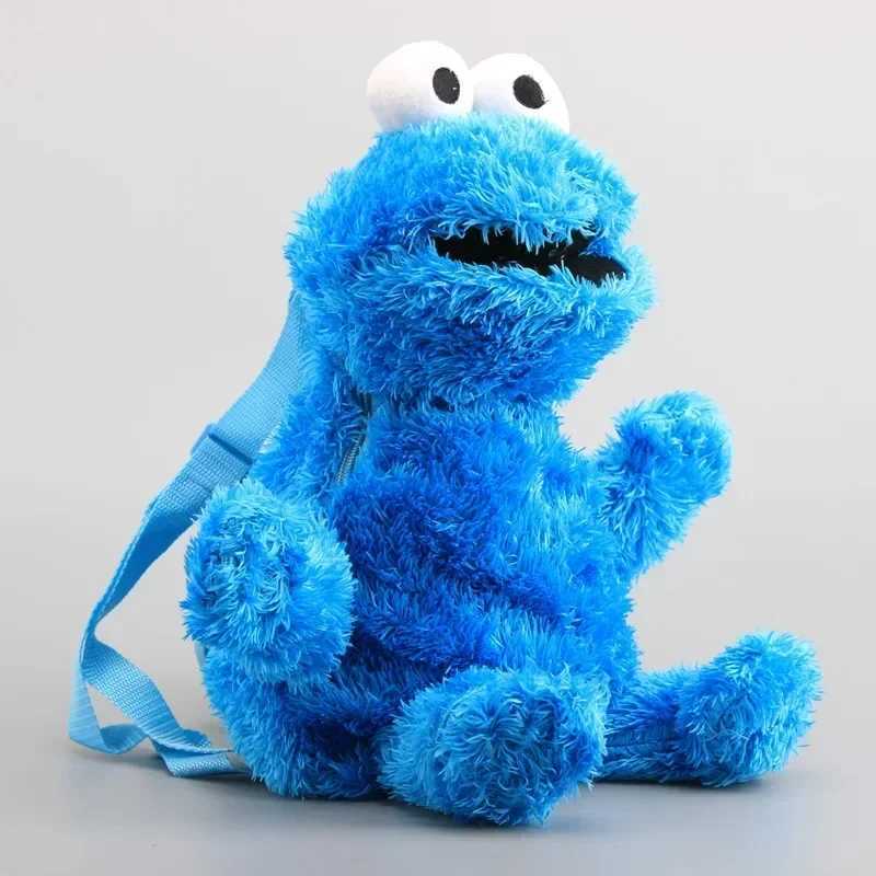 45cm Plush Backpack Toy Red Elmo Blue Biscuit Man Yellow Big Bird Plush Bag Childrens Christmas Gift W240815