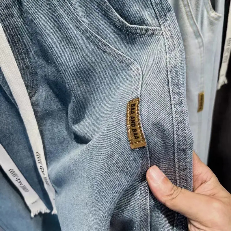 2024 Mens Autumn Straight Bag Pants Cotton Black Wide Leg Jeans Retro Y2k Mens Trousers Street Clothing Black 240815