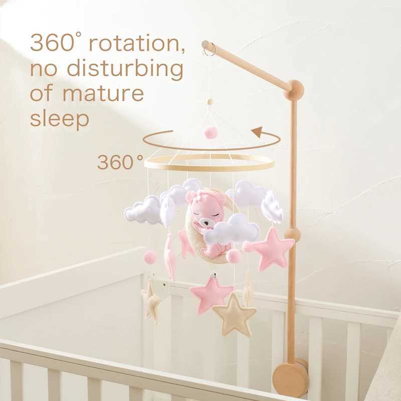 Baby Bell Toy 0-12 Months Baby Bell Stand Wooden Mobile Baby Bell Stand Baby Cradle Toy W240815