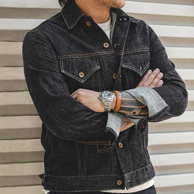 Maden Vintage 14.8 oz Washed Denim Type III Jacket Classic Solid Slimming Coat Cotton Denim Jacket Mens Spring/Summer Top W241011