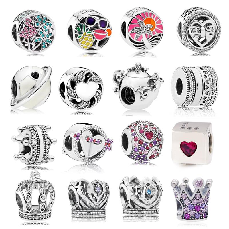 925 Sterling Silver Beach Resort Lamp Queen Crown Planet Pink Love Magic Charms S925 Snake Beads For Jewelry Making Free Shipping
