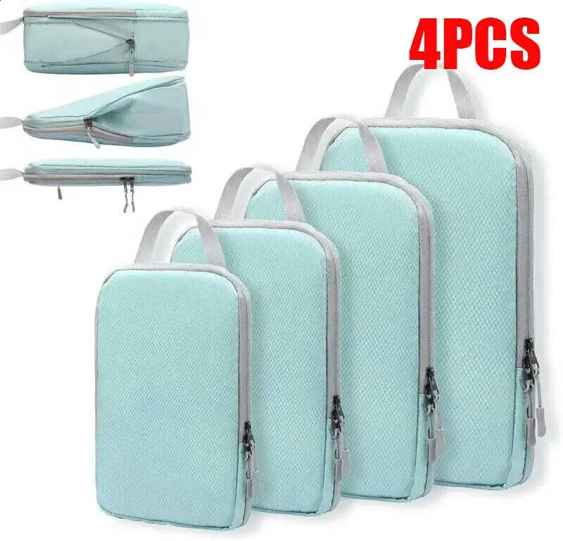 4Pcs Travel Compression Packing Cubes Bag Portable Suitcase Clothes Organizers Waterproof Luggage Storage Cases Drawer Bags 240816