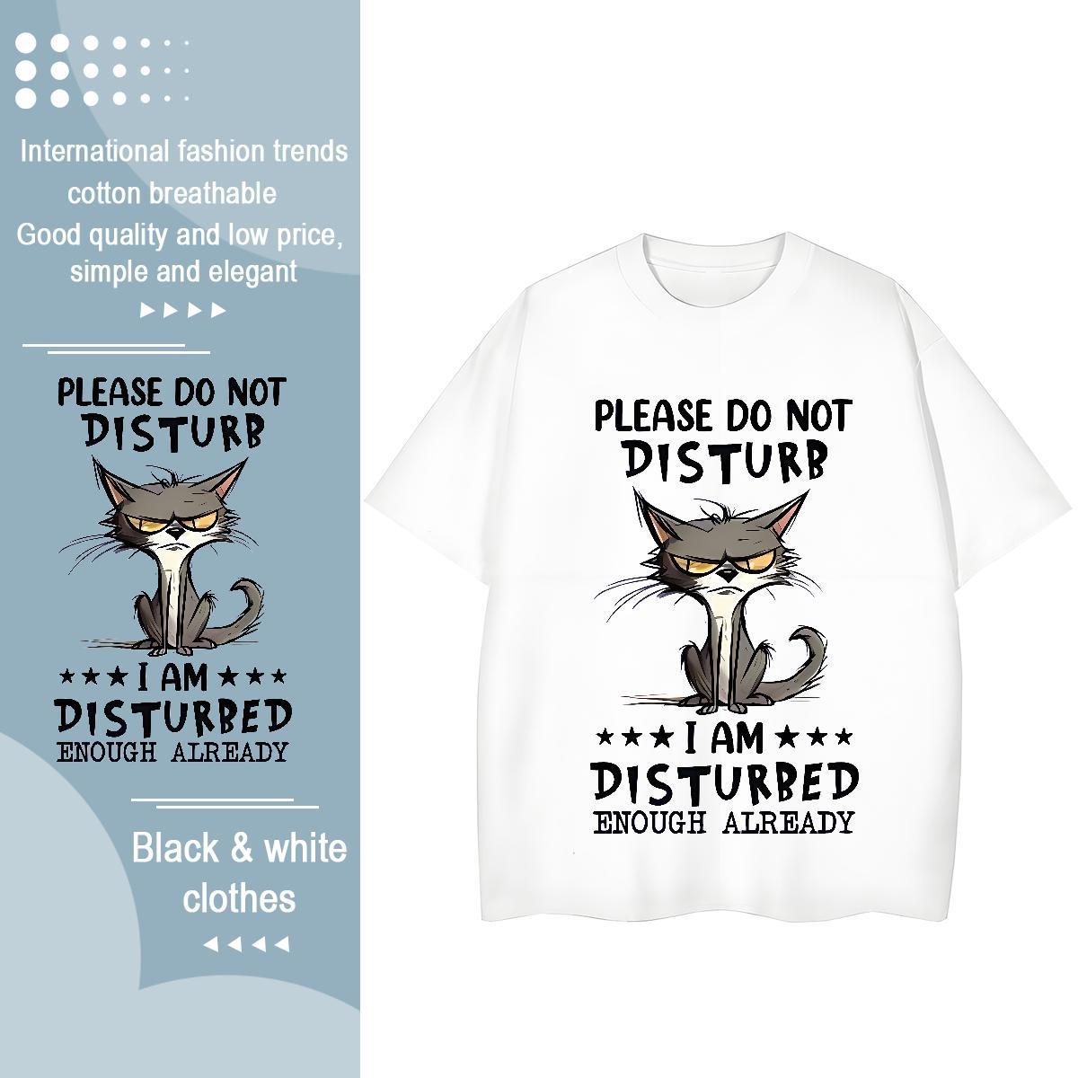 Fashion New Woman T Shirts Breathable Soft 230g Pure Cotton Women Tshirts Black Oversized cat Daily Outfit Comfortable Clothes Shirt