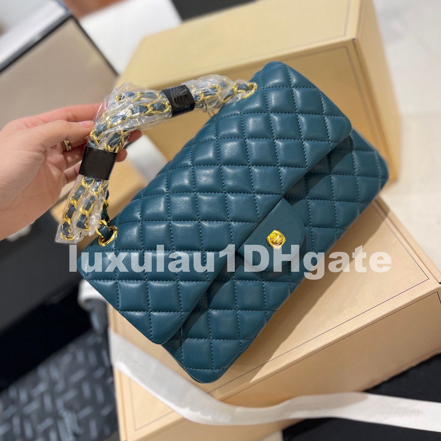 Luxury Designer Bag Fashion 1112 CF 25cm Flap Bag High-quality Genuine Leather Chain Bag Shoulder Crossbody Bag With Rhombus Pattern Messenger Handbag Wallet