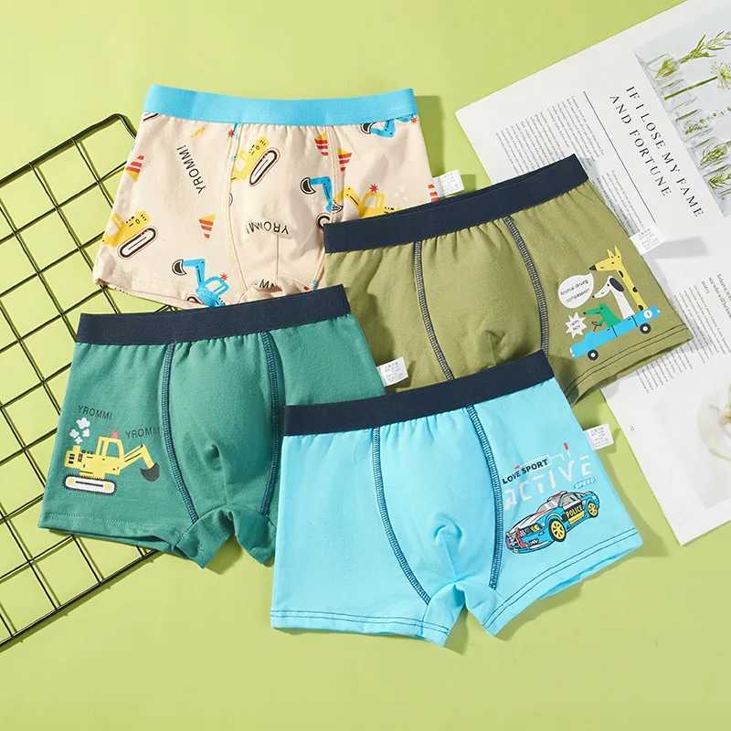 4 pieces of childrens flat corner underwear for boys cartoon underwear for students aged 2-14 pure cotton childrens underwearW2408151230.