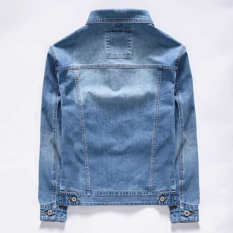 3-color retro mens blue denim jacket for spring and summer elastic cotton casual jeans jacket mens branded clothing W241011
