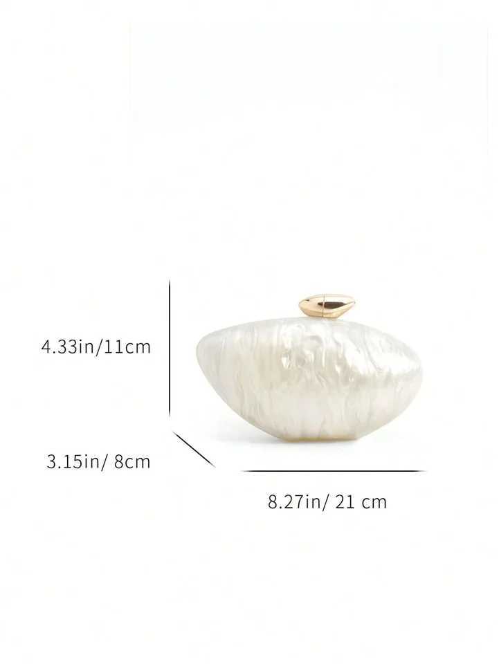 Acrylic egg shape clutch bag women designer evening party cute Pearl shell purse ivory hot pink gold handbag CL240816
