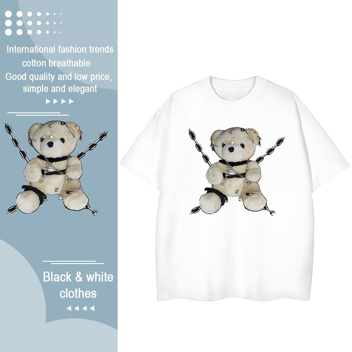 Fashion Casual Woman T Shirts Breathable Crew Neck 230g 100% Cotton Womens Tshirts Graphic bear Outdoor 5A Tops Shirt
