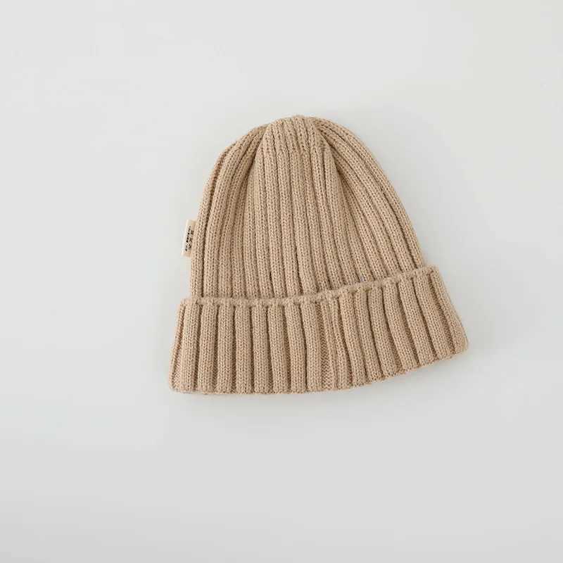 Autumn Winter Baby Embroidery Letter Knitting Caps Kid Boy Solid Warm Beanies Girl Children Fashion Casual Hat Infant Soft Caps LX241018