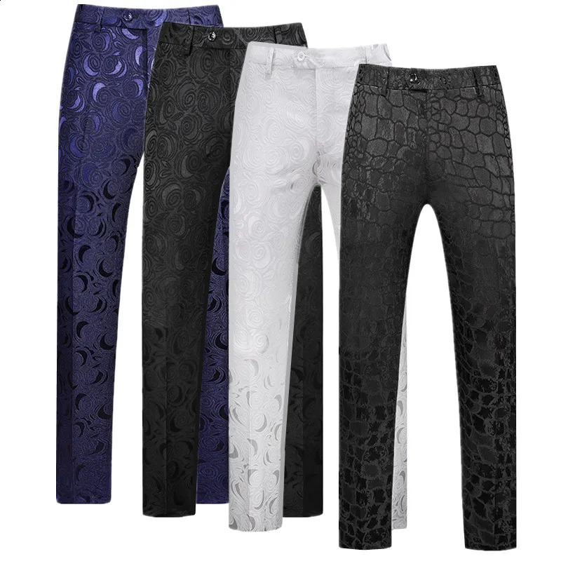 Black Classic Mens Jacquard Set Pants Size S M L XL XXL XXXL 4XL 5XL Mens Business Wedding Banquet Dress Trouser 240815