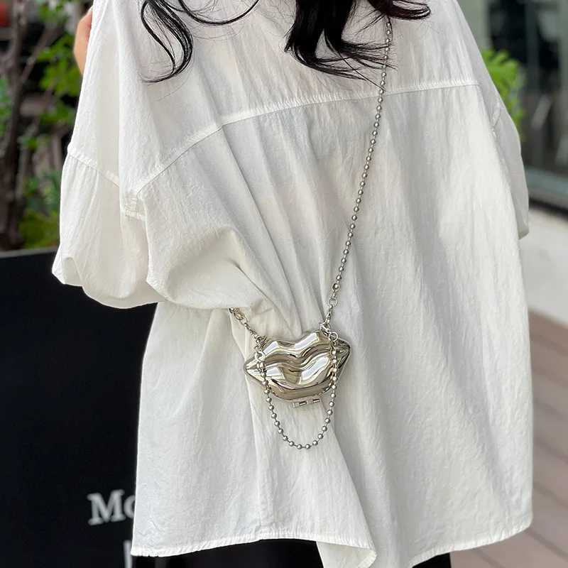 Metal Lips Shell Mini Lipstick Pearl Chain Crossbody Shoulder Bag Handbag Purse Waist Women Makeup Jewelry Bag CI24816