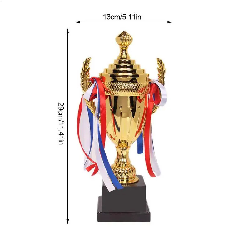 Large Gold Trophy Cup Custom Trophy Colorful Ribbon Gold Award For Sports Tournaments Competitions Soccer Football League Match 240816