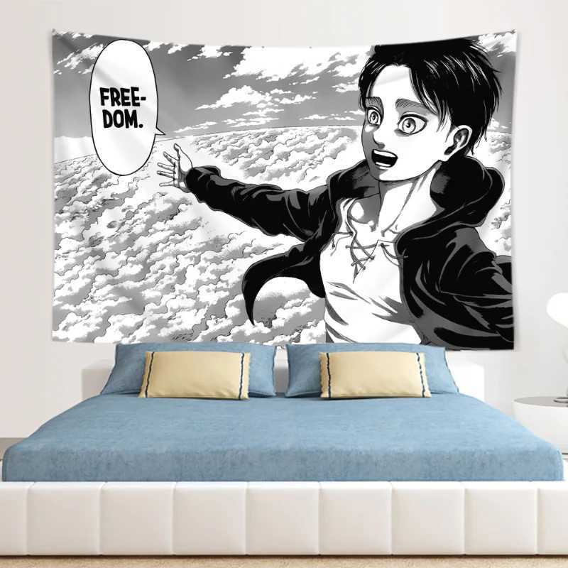Eren Yeager Freedom Manga Poster Wall Art Kawaii Anime Attack On Titan Print Canvas Gallery Wraps Ready To Hang Decor Tapestry Y240816