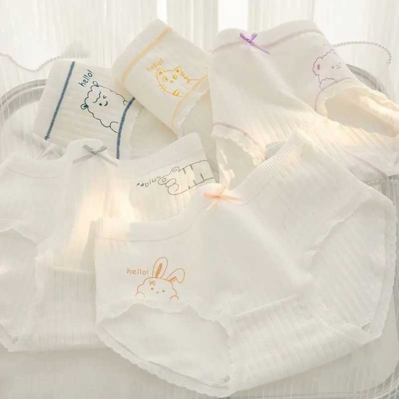 5 pieces of cotton antibacterial underwear for teenagers and girls childrens printed underwear 8y childrens underwear baby thin breathable knitted und