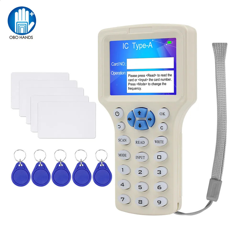 10 English Frequency RFID Copier Duplicator 125KHz Key fob NFC Reader Writer 13.56MHz Encrypted Programmer USB UID Copy Card Tag 240813