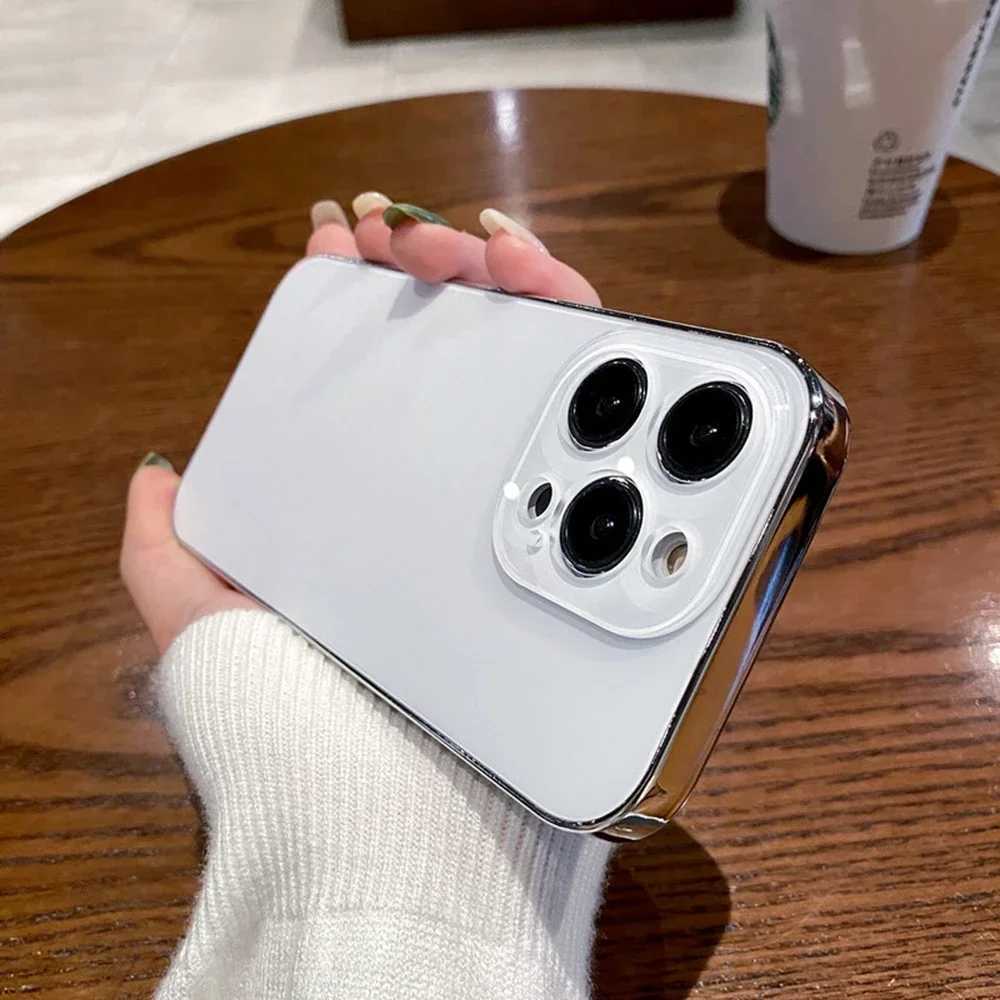 Fashion AG Slim Matte Case for iPhone 11 12 13 14 15 Pro Max iPhone 15 Pro 14ProMax Glass Camera Protection Plating Bumper CoverM240816