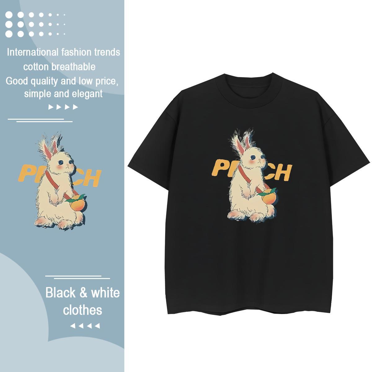 Fashion Womens T Shirts Breathable Crew Neck 230g Cotton Woman Tshirt Anime rabbit High Street Hip Hop Designer Nice Top Shirts